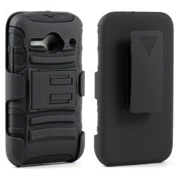 Alcatel One Touch Evolve 2 4037 Armor shell Holster Combo Belt Clip (Black)